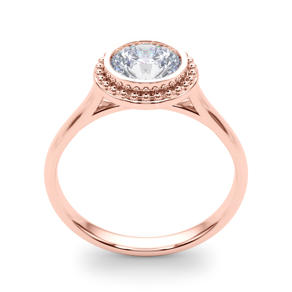 Celestial Bezel Solitaire Round Diamond Engagement Ring — 9K/18K Gold & Platinum