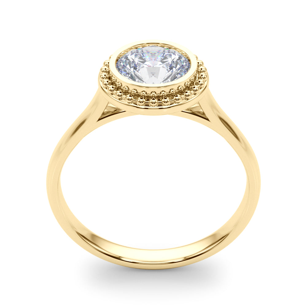 Celestial Bezel Solitaire Round Diamond Engagement Ring — 9K/18K Gold & Platinum