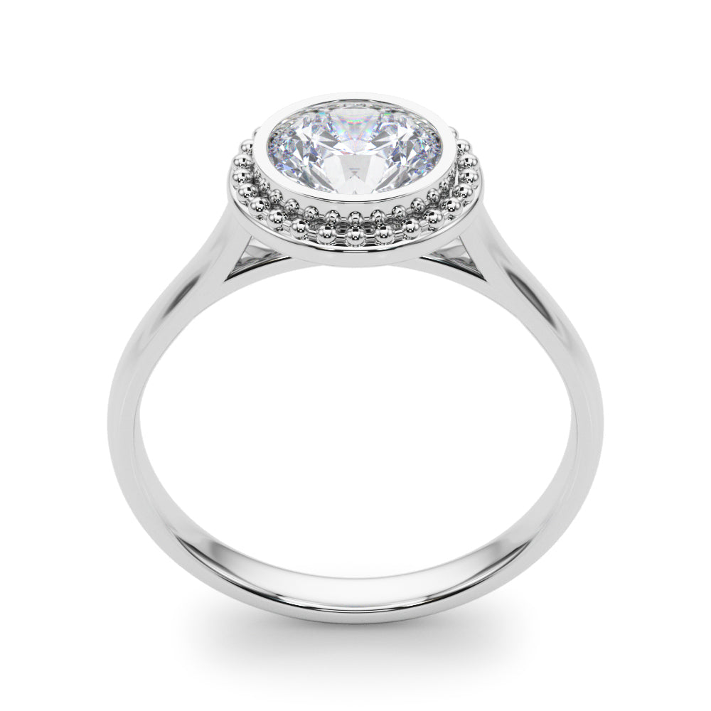 Celestial Bezel Solitaire Round Diamond Engagement Ring — 9K/18K Gold & Platinum
