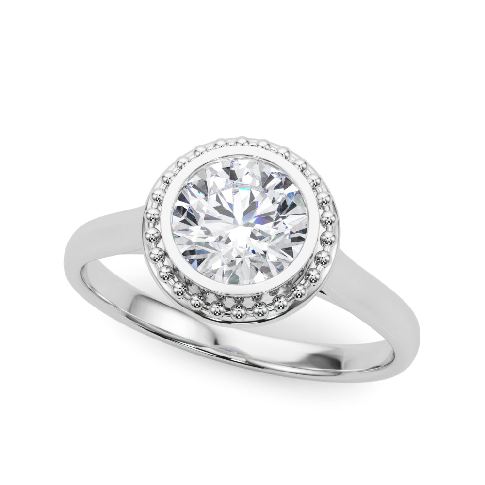 Celestial Bezel Solitaire Round Diamond Engagement Ring — 9K/18K Gold & Platinum