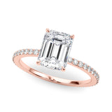 Opulent Hidden Halo Cut Center Single Row Emerald Diamond Engagement Ring — 9K/18K Gold & Platinum