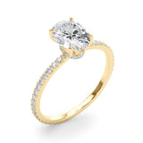 Signature Hidden Halo Center Single Row Oval Diamond Engagement Ring — 9K/18K Gold & Platinum
