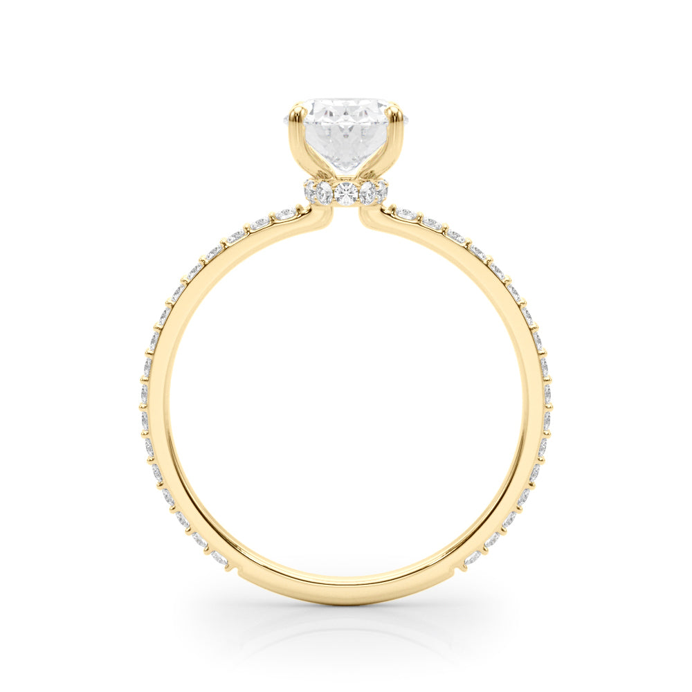 Signature Hidden Halo Center Single Row Oval Diamond Engagement Ring — 9K/18K Gold & Platinum