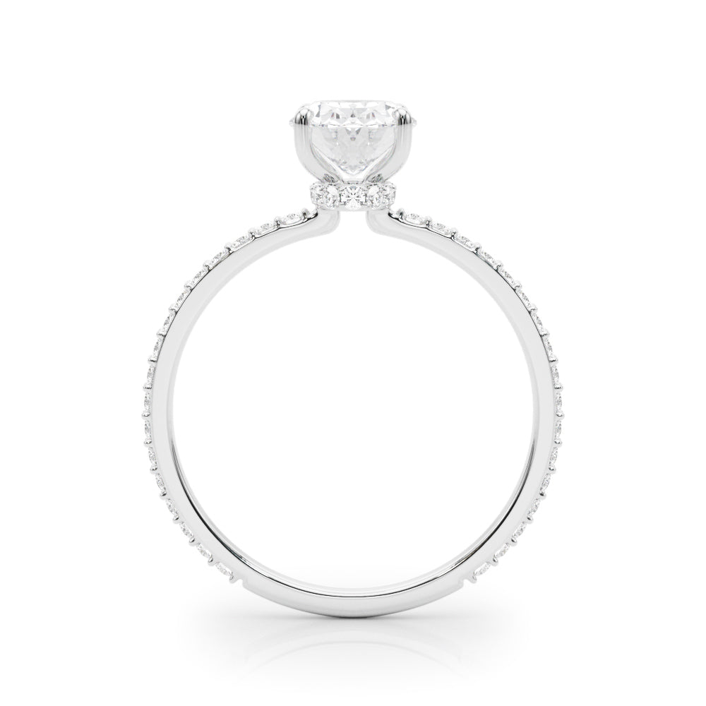 Signature Hidden Halo Center Single Row Oval Diamond Engagement Ring — 9K/18K Gold & Platinum