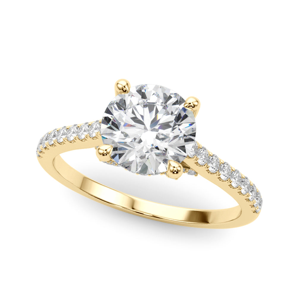 Dazzling Center Round Diamond Engagement Ring — 9K/18K Gold & Platinum