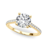 Dazzling Center Round Diamond Engagement Ring — 9K/18K Gold & Platinum