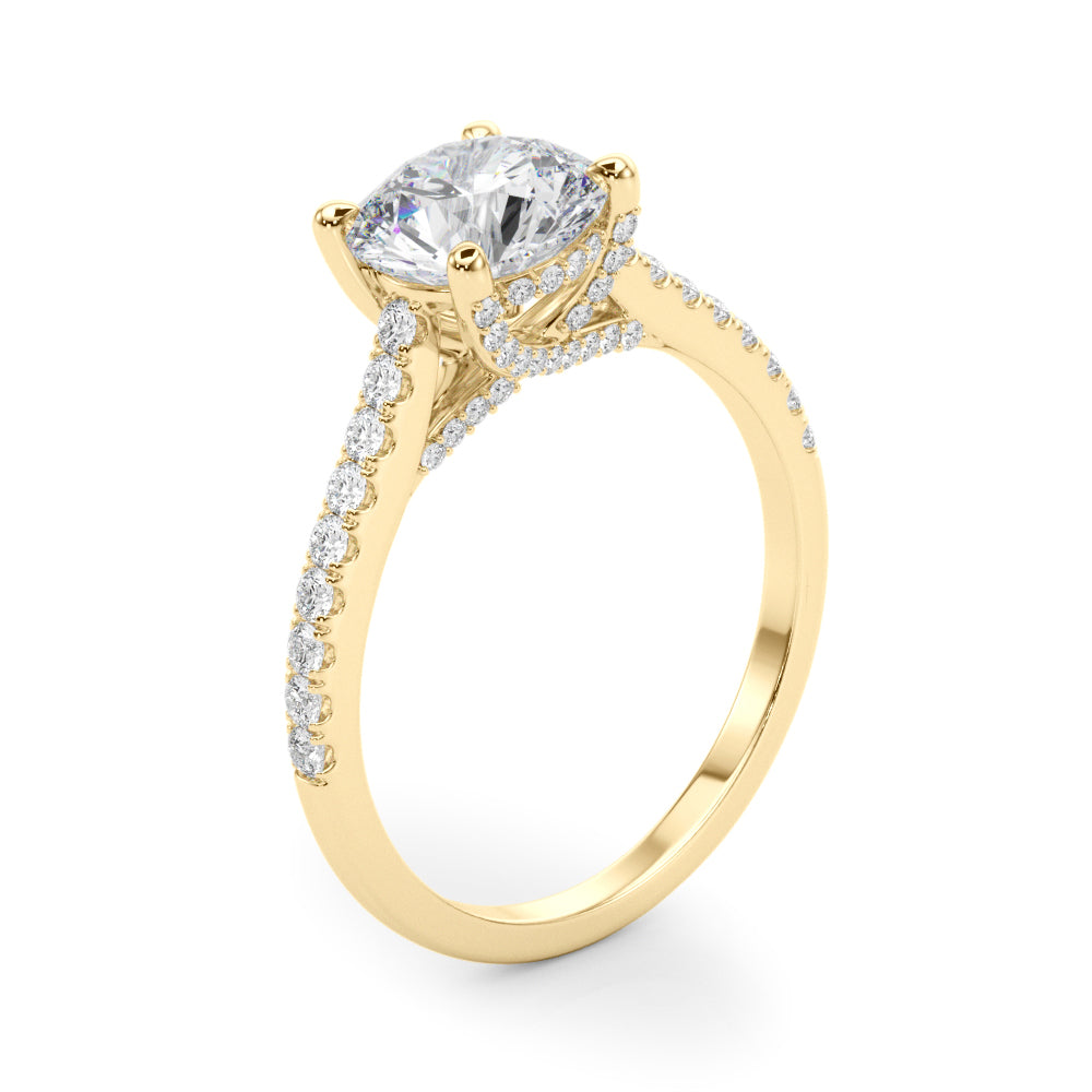 Dazzling Center Round Diamond Engagement Ring — 9K/18K Gold & Platinum