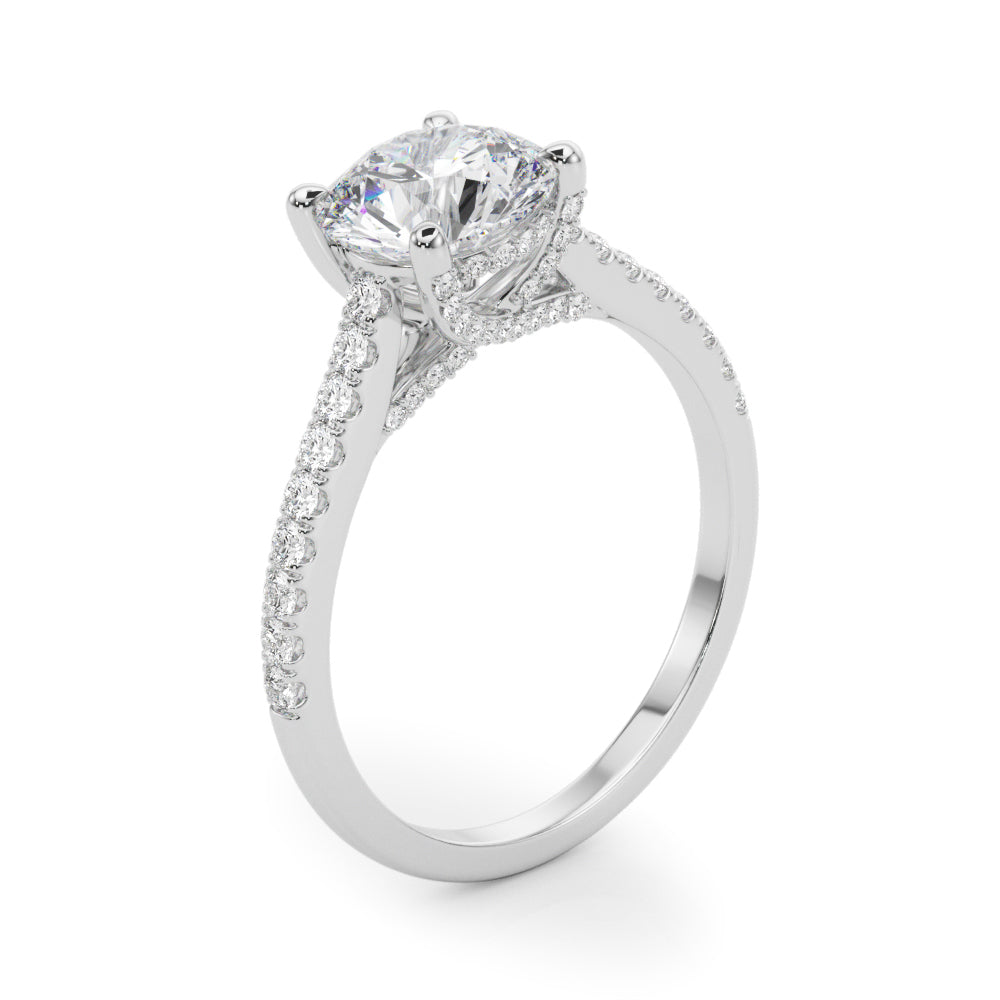 Dazzling Center Round Diamond Engagement Ring — 9K/18K Gold & Platinum