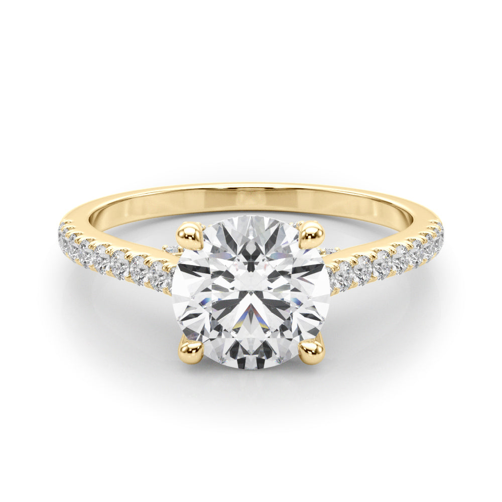 Dazzling Center Round Diamond Engagement Ring — 9K/18K Gold & Platinum