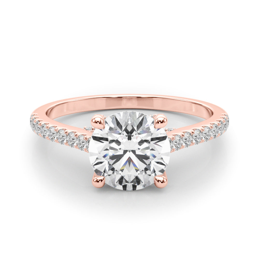 Dazzling Center Round Diamond Engagement Ring — 9K/18K Gold & Platinum