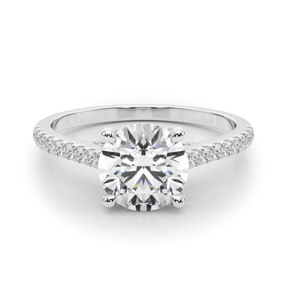 Dazzling Center Round Diamond Engagement Ring — 9K/18K Gold & Platinum