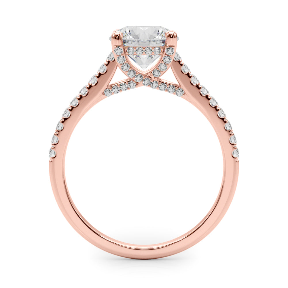 Dazzling Center Round Diamond Engagement Ring — 9K/18K Gold & Platinum