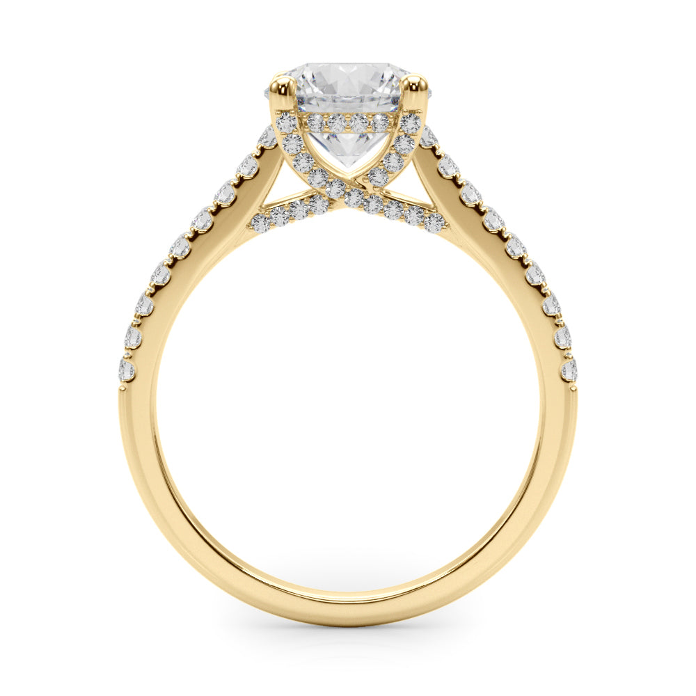 Dazzling Center Round Diamond Engagement Ring — 9K/18K Gold & Platinum