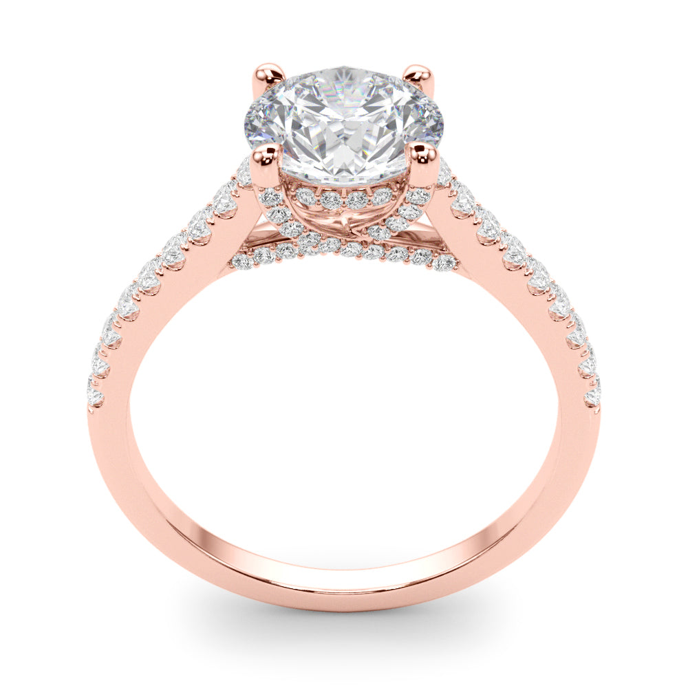 Dazzling Center Round Diamond Engagement Ring — 9K/18K Gold & Platinum