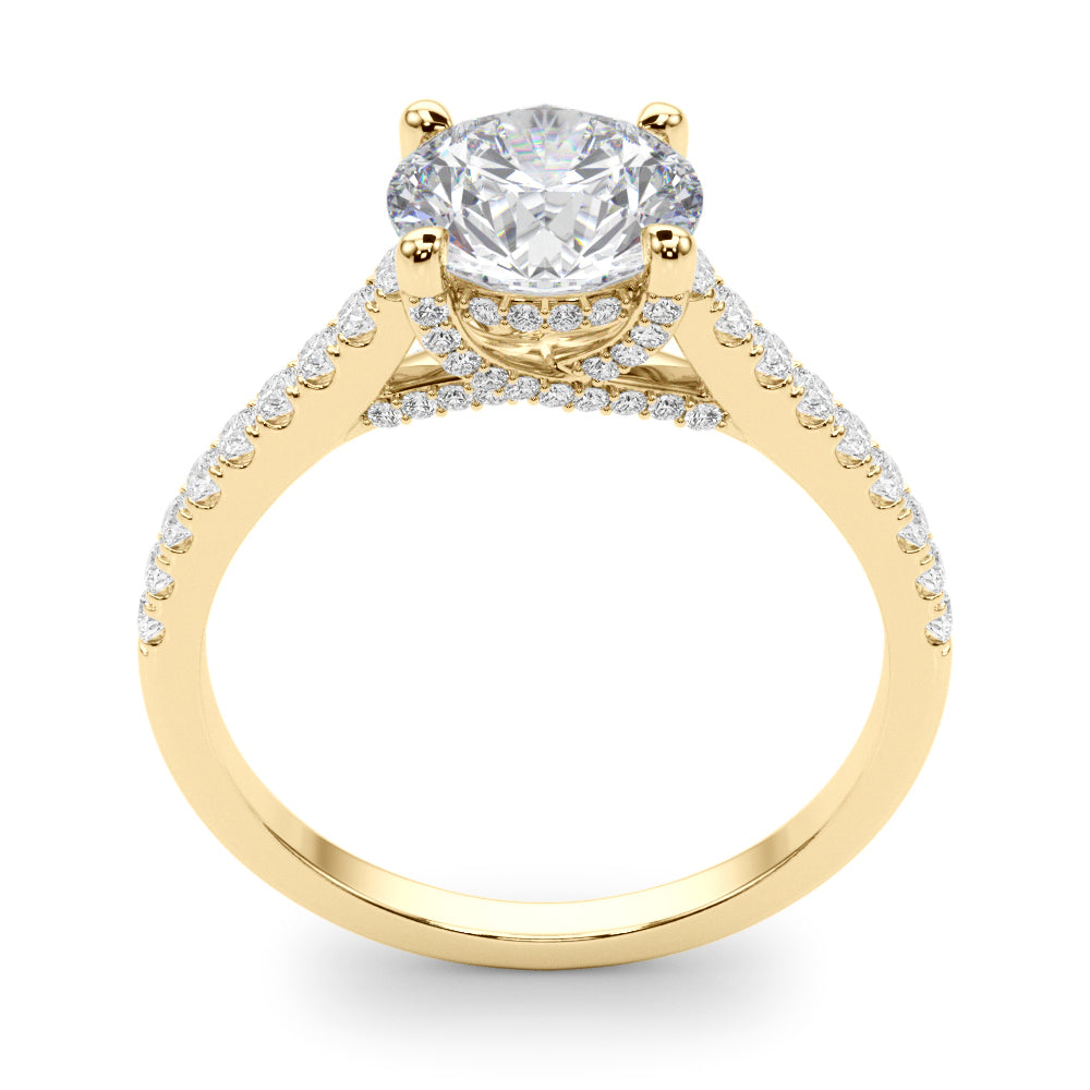 Dazzling Center Round Diamond Engagement Ring — 9K/18K Gold & Platinum