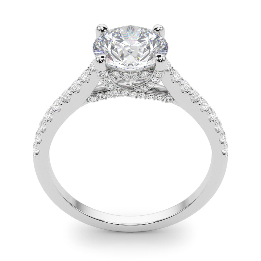 Dazzling Center Round Diamond Engagement Ring — 9K/18K Gold & Platinum