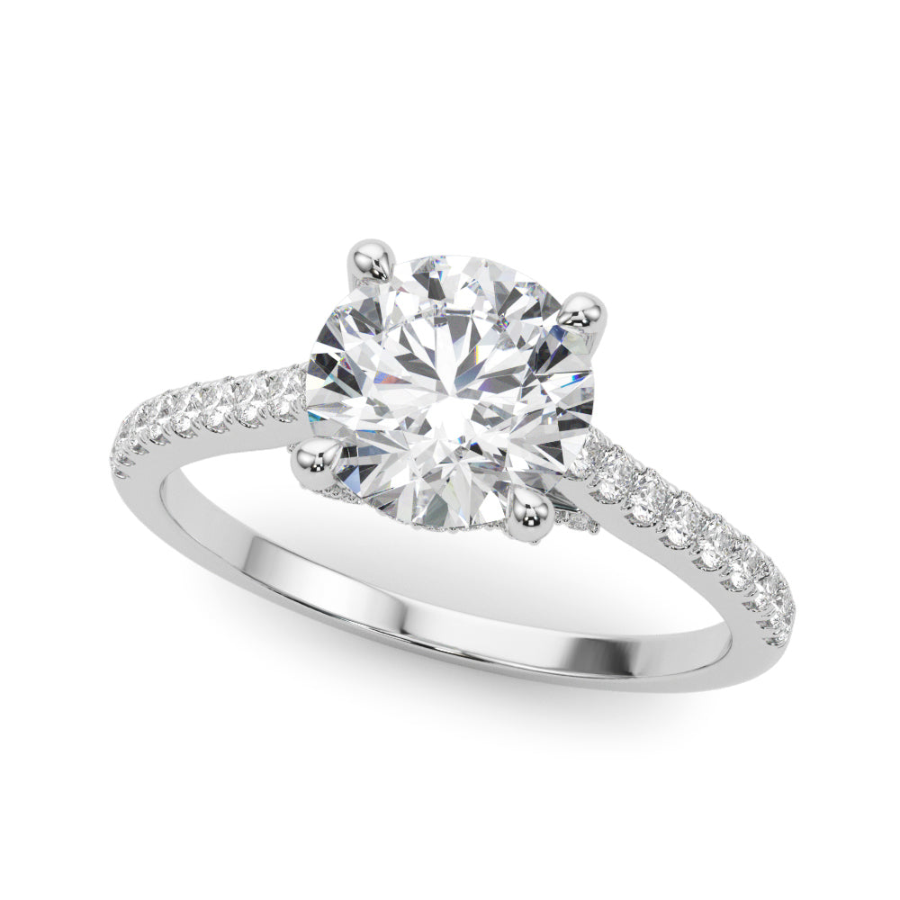 Dazzling Center Round Diamond Engagement Ring — 9K/18K Gold & Platinum