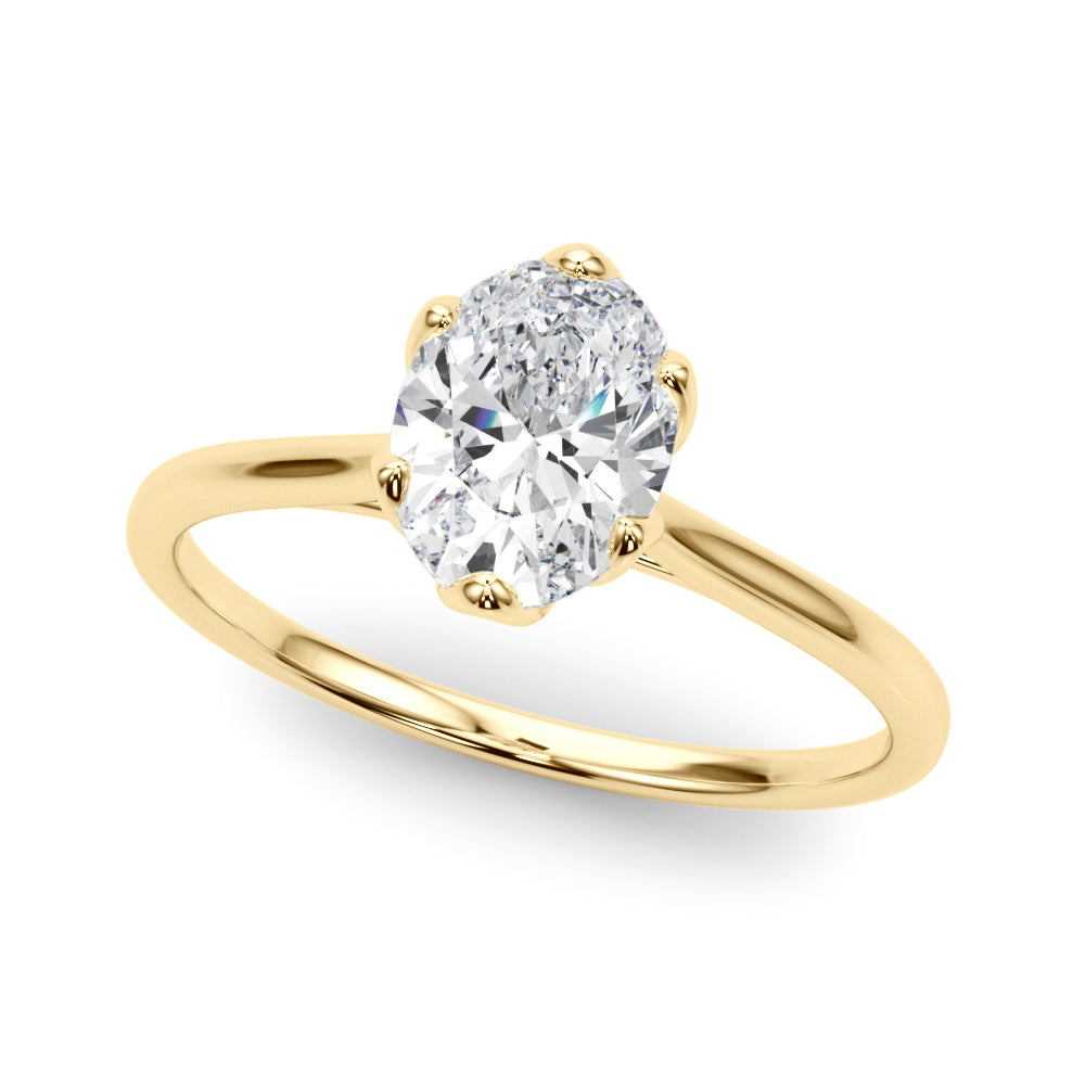Regal Solitaire Oval Diamond Engagement Ring — 9K/18K Gold & Platinum