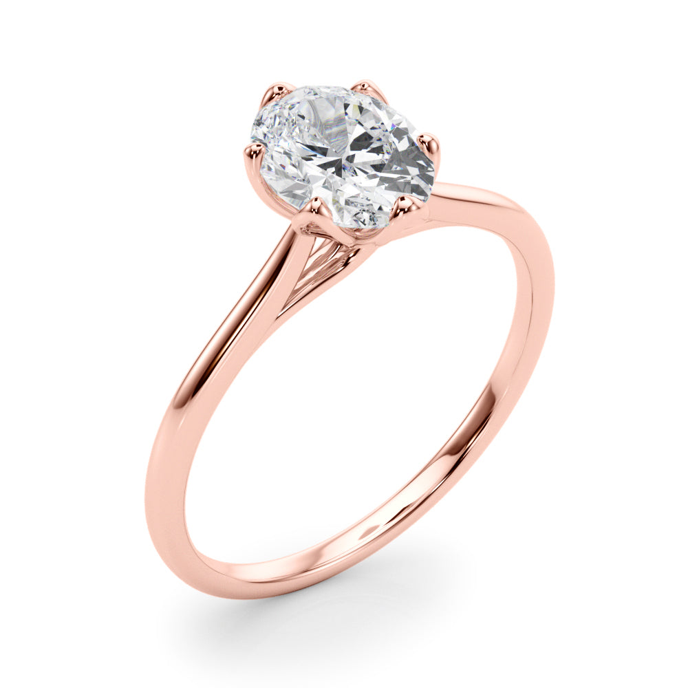 Regal Solitaire Oval Diamond Engagement Ring — 9K/18K Gold & Platinum