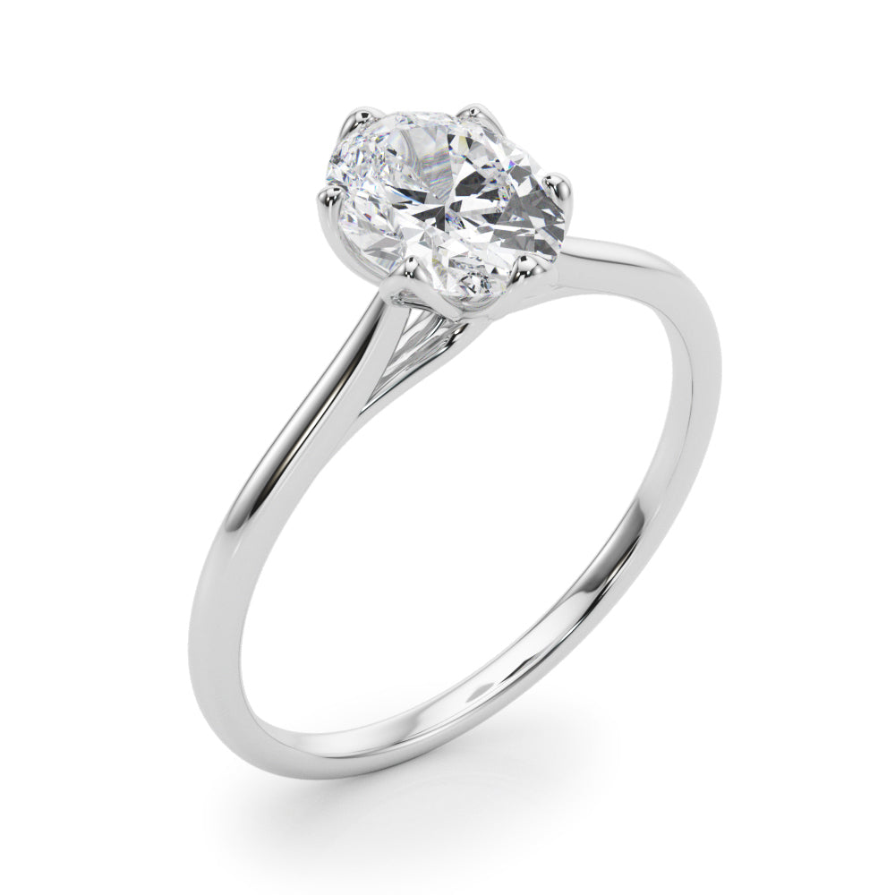 Regal Solitaire Oval Diamond Engagement Ring — 9K/18K Gold & Platinum