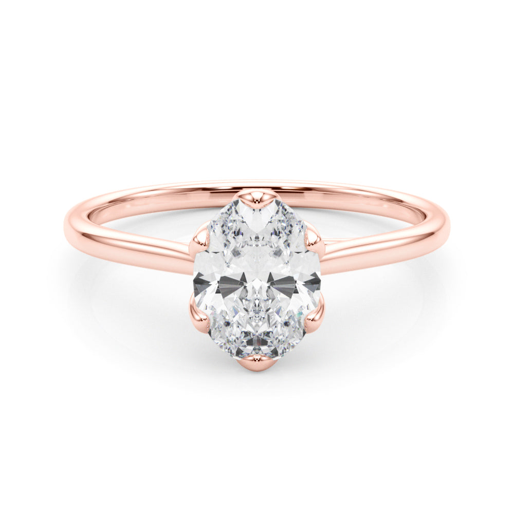 Regal Solitaire Oval Diamond Engagement Ring — 9K/18K Gold & Platinum