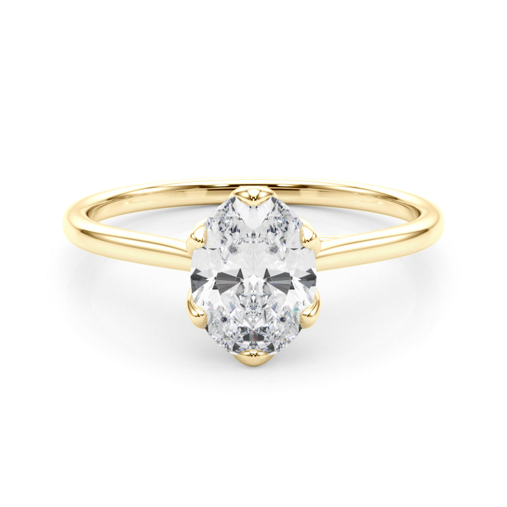Regal Solitaire Oval Diamond Engagement Ring — 9K/18K Gold & Platinum