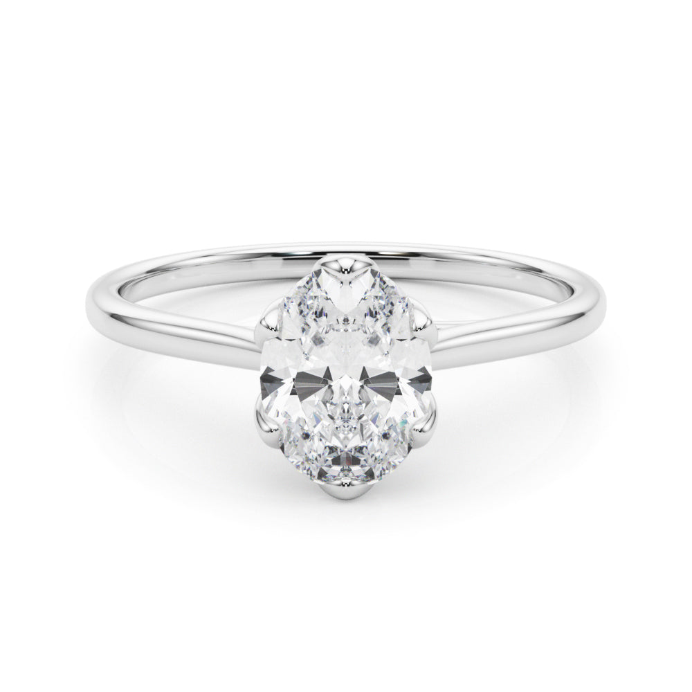 Regal Solitaire Oval Diamond Engagement Ring — 9K/18K Gold & Platinum