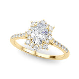 Splendid Fashion Ring Oval Diamond Engagement Ring — 9K/18K Gold & Platinum