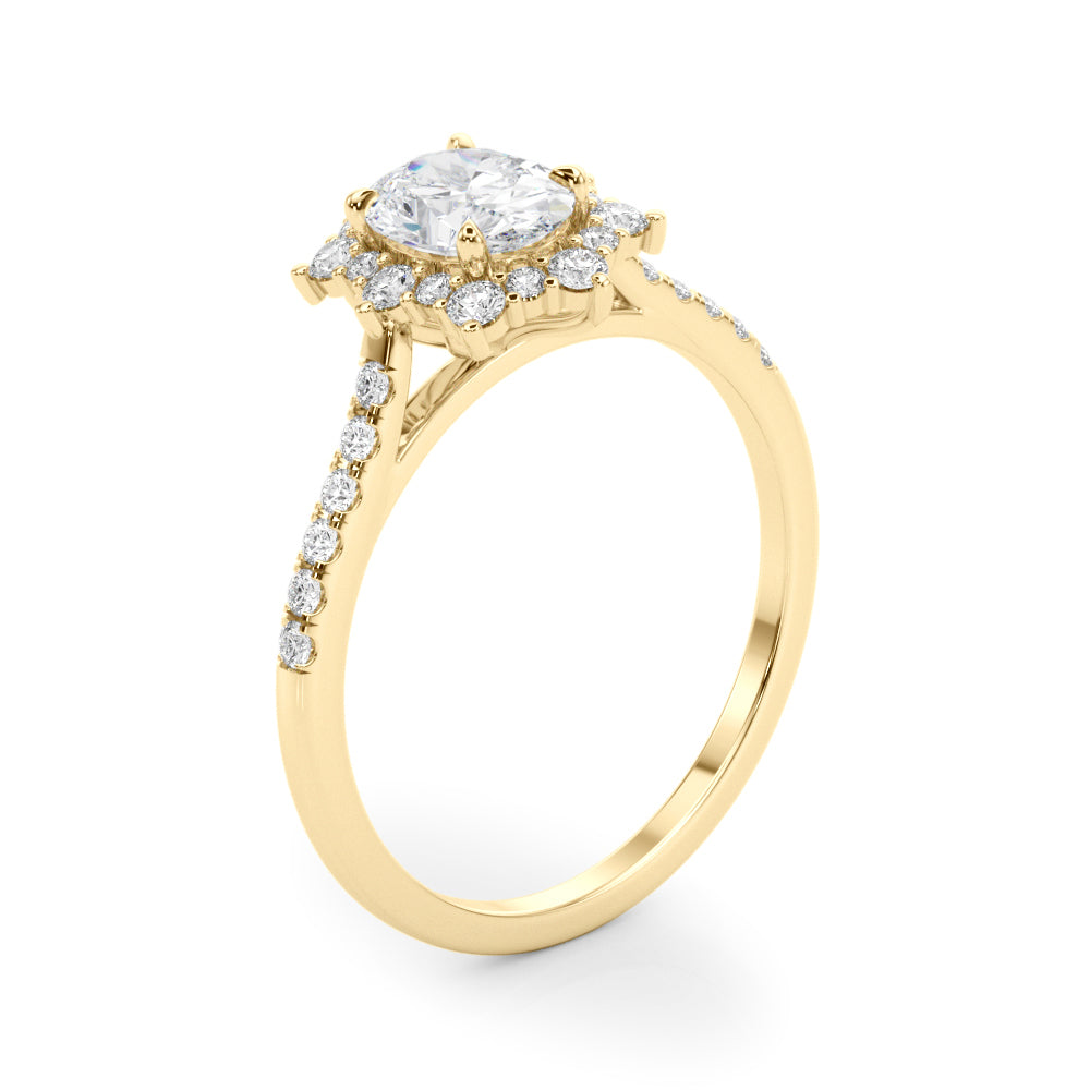 Splendid Fashion Ring Oval Diamond Engagement Ring — 9K/18K Gold & Platinum