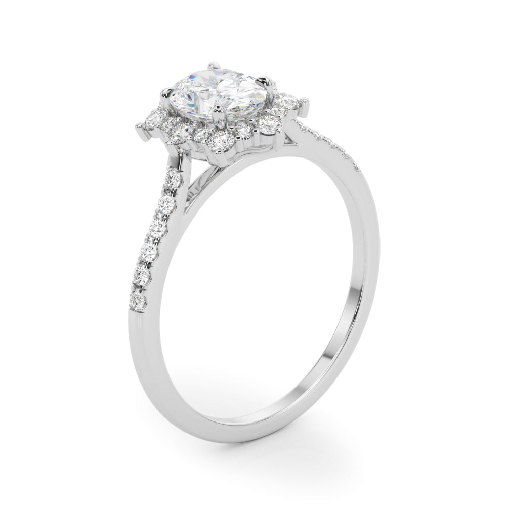 Splendid Fashion Ring Oval Diamond Engagement Ring — 9K/18K Gold & Platinum