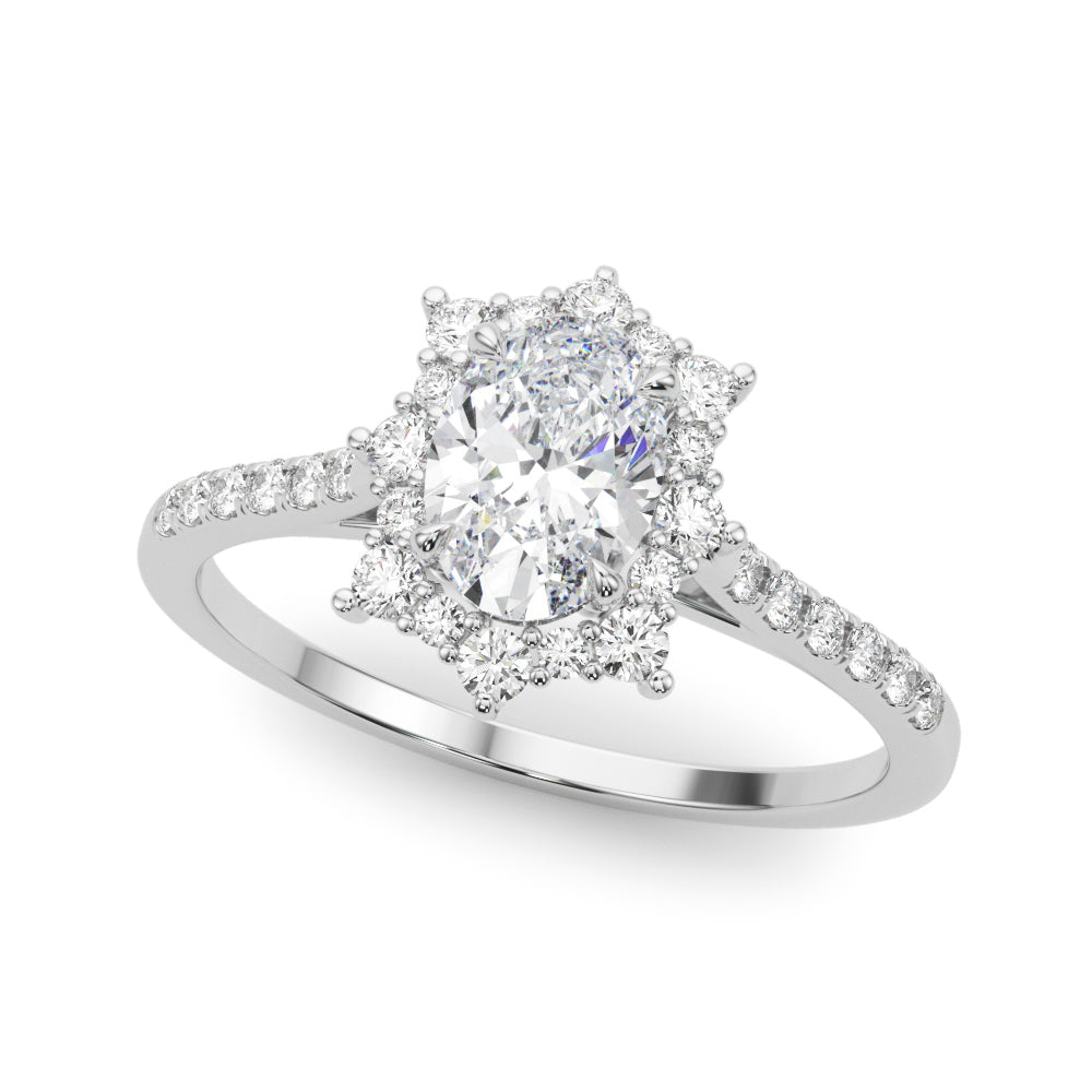 Splendid Fashion Ring Oval Diamond Engagement Ring — 9K/18K Gold & Platinum