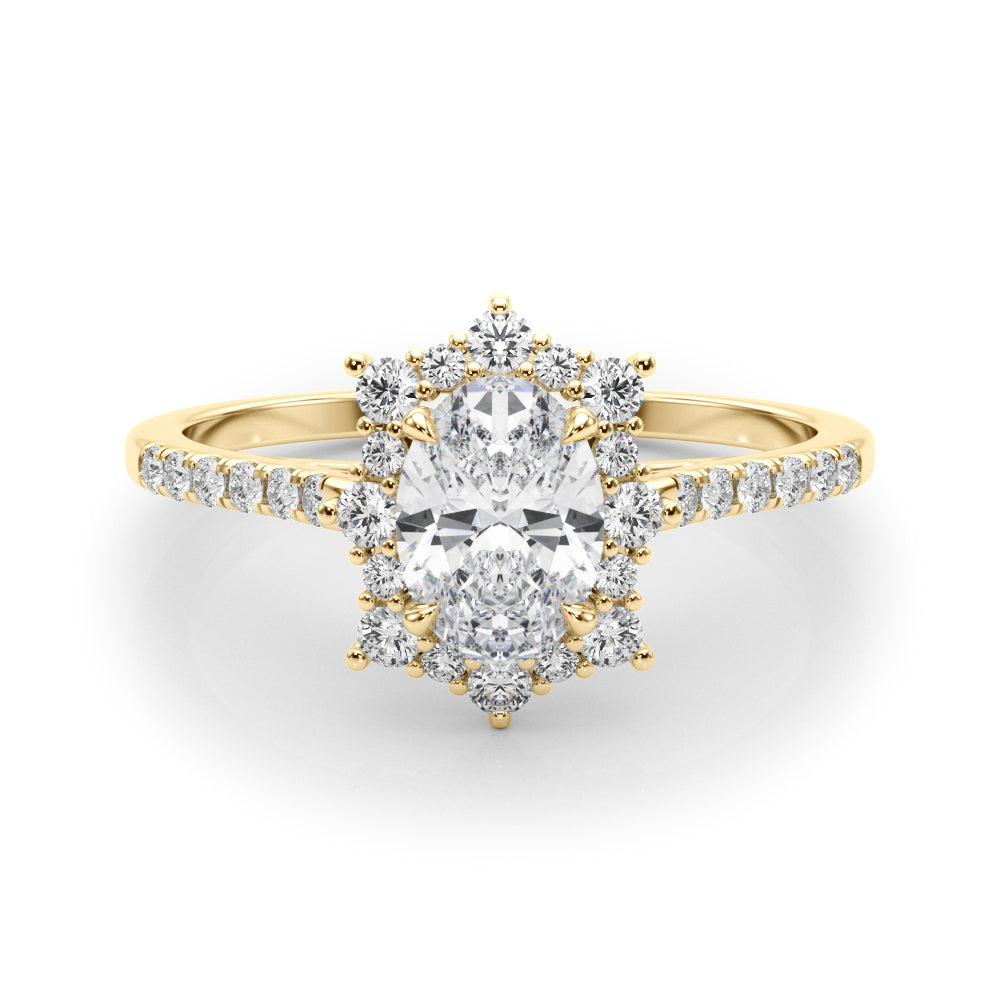 Splendid Fashion Ring Oval Diamond Engagement Ring — 9K/18K Gold & Platinum