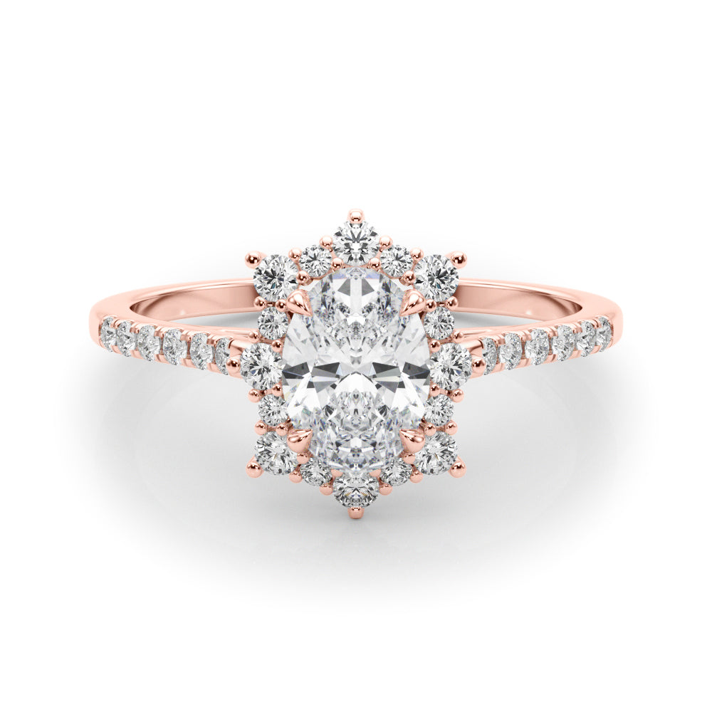 Splendid Fashion Ring Oval Diamond Engagement Ring — 9K/18K Gold & Platinum