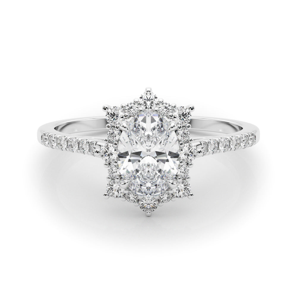 Splendid Fashion Ring Oval Diamond Engagement Ring — 9K/18K Gold & Platinum