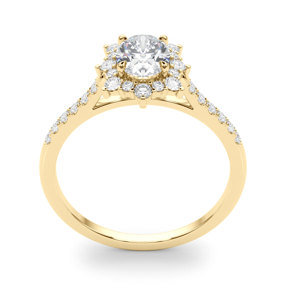 Splendid Fashion Ring Oval Diamond Engagement Ring — 9K/18K Gold & Platinum