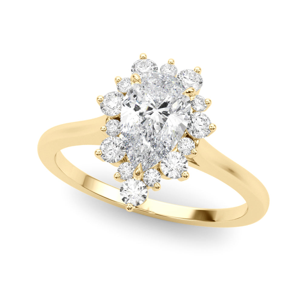 Dazzling Fashion Ring Pear Diamond Engagement Ring — 9K/18K Gold & Platinum