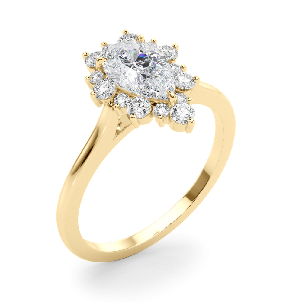Dazzling Fashion Ring Pear Diamond Engagement Ring — 9K/18K Gold & Platinum