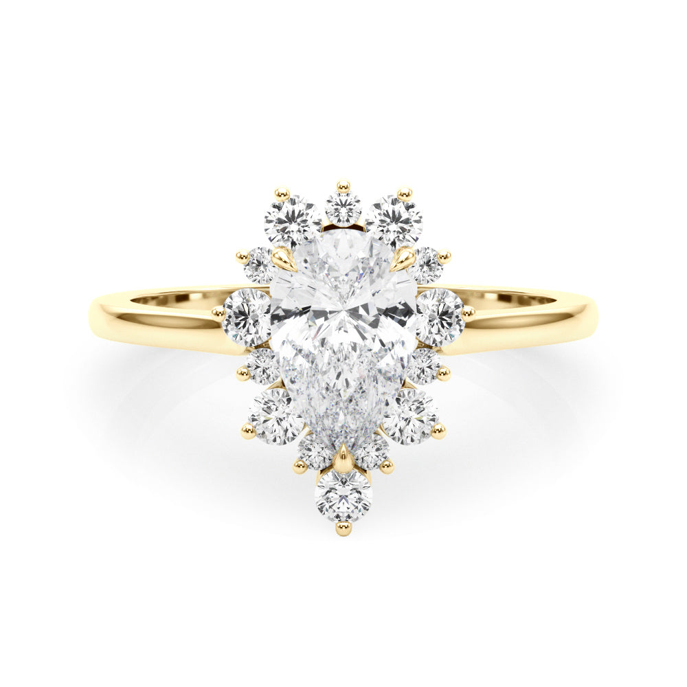 Dazzling Fashion Ring Pear Diamond Engagement Ring — 9K/18K Gold & Platinum