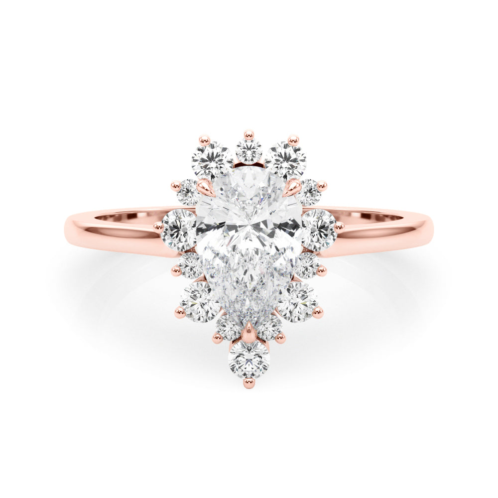 Dazzling Fashion Ring Pear Diamond Engagement Ring — 9K/18K Gold & Platinum