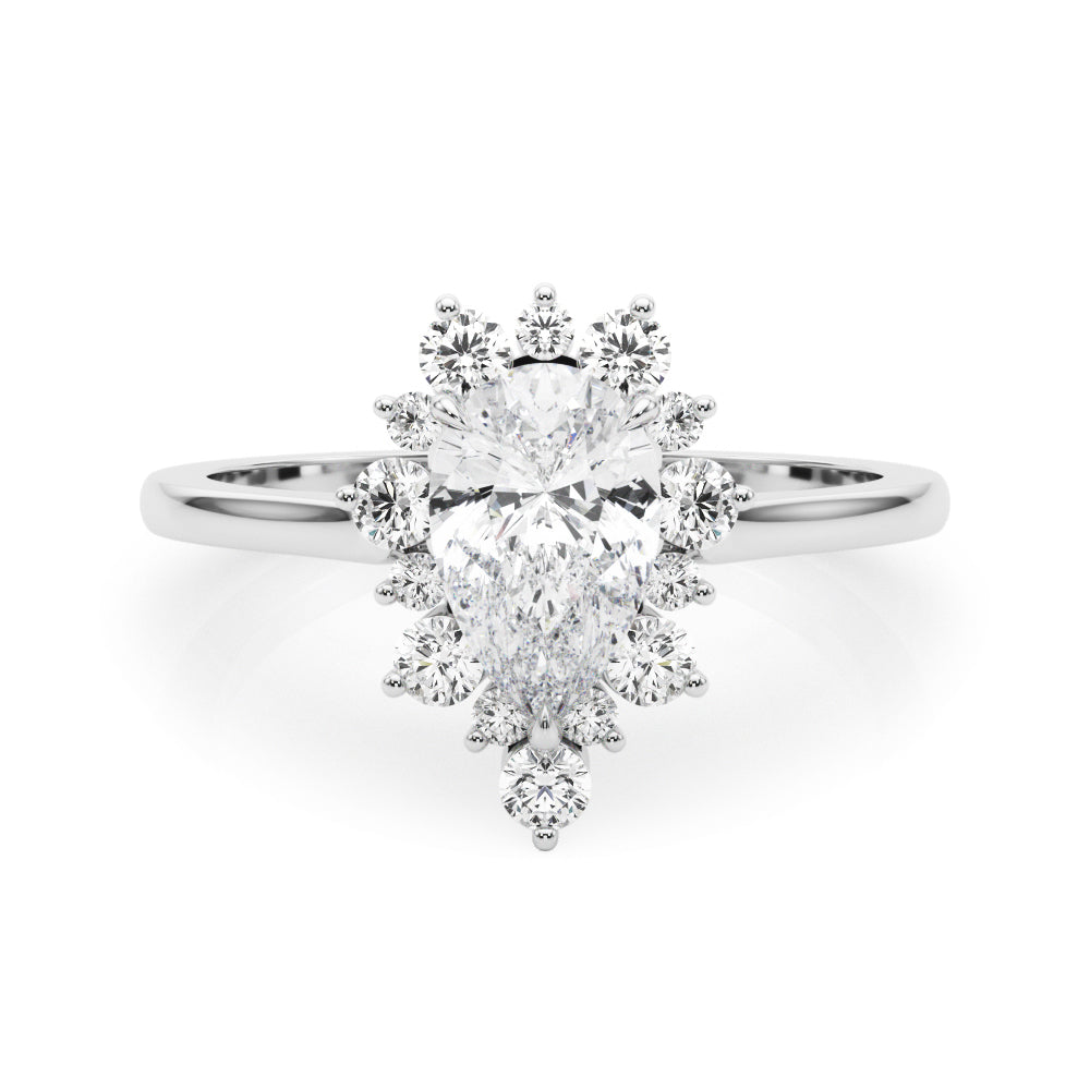 Dazzling Fashion Ring Pear Diamond Engagement Ring — 9K/18K Gold & Platinum