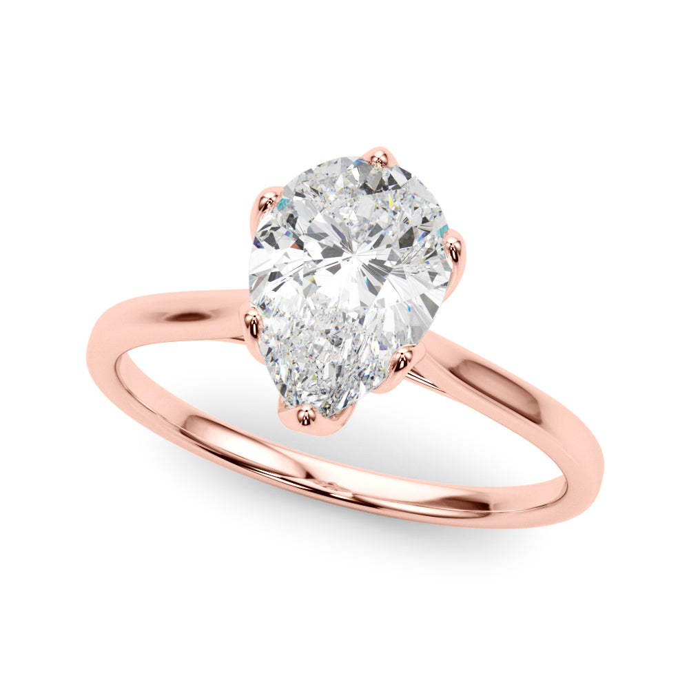 Enchanted Solitaire Shape Pear Diamond Engagement Ring — 9K/18K Gold & Platinum