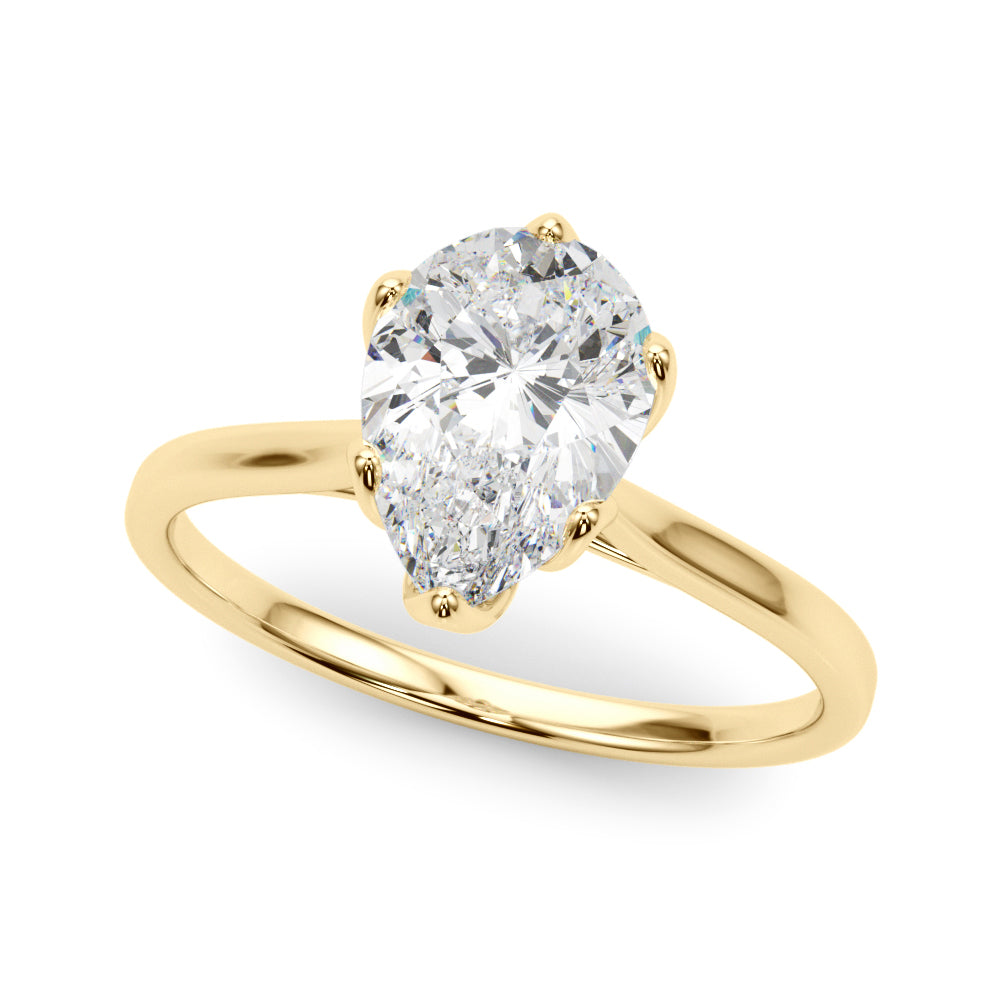 Enchanted Solitaire Shape Pear Diamond Engagement Ring — 9K/18K Gold & Platinum