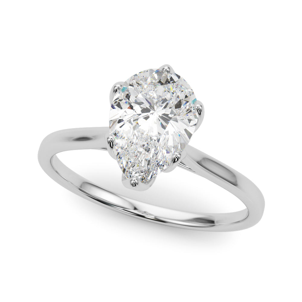 Enchanted Solitaire Shape Pear Diamond Engagement Ring — 9K/18K Gold & Platinum