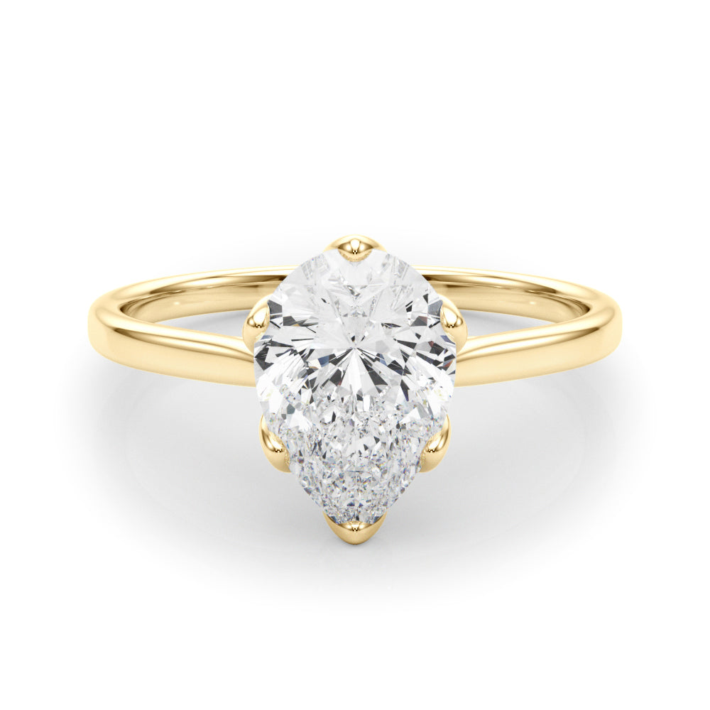 Enchanted Solitaire Shape Pear Diamond Engagement Ring — 9K/18K Gold & Platinum