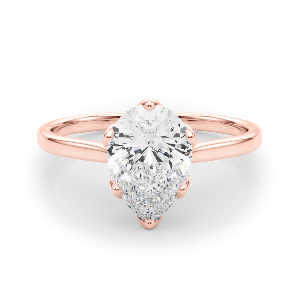 Enchanted Solitaire Shape Pear Diamond Engagement Ring — 9K/18K Gold & Platinum
