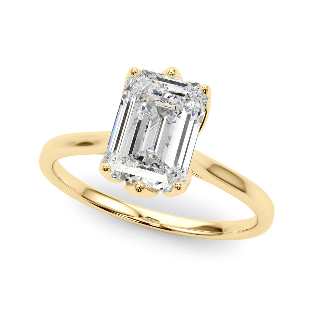 Pristine Solitaire Cut Emerald Diamond Engagement Ring — 9K/18K Gold & Platinum