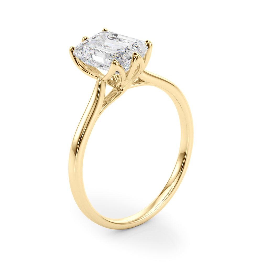 Pristine Solitaire Cut Emerald Diamond Engagement Ring — 9K/18K Gold & Platinum