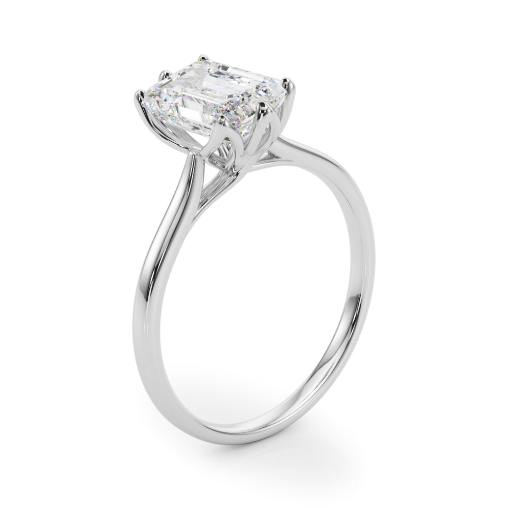 Pristine Solitaire Cut Emerald Diamond Engagement Ring — 9K/18K Gold & Platinum