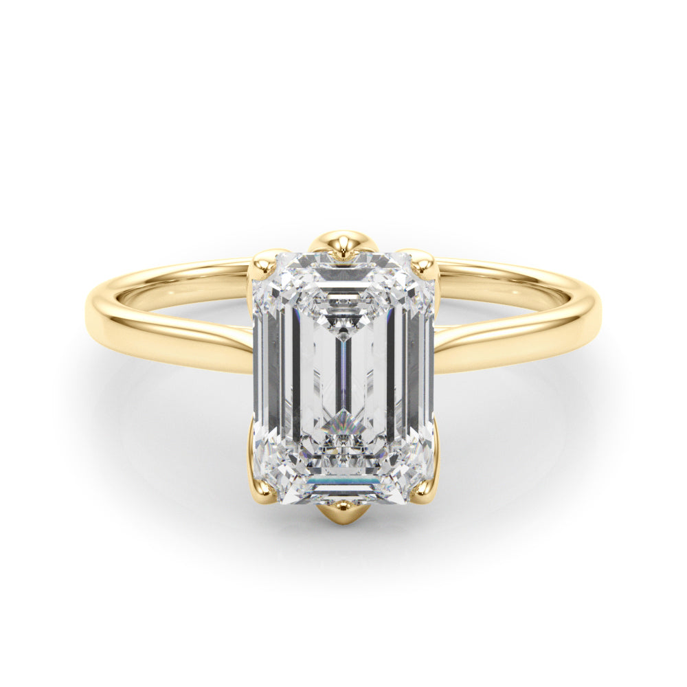 Pristine Solitaire Cut Emerald Diamond Engagement Ring — 9K/18K Gold & Platinum