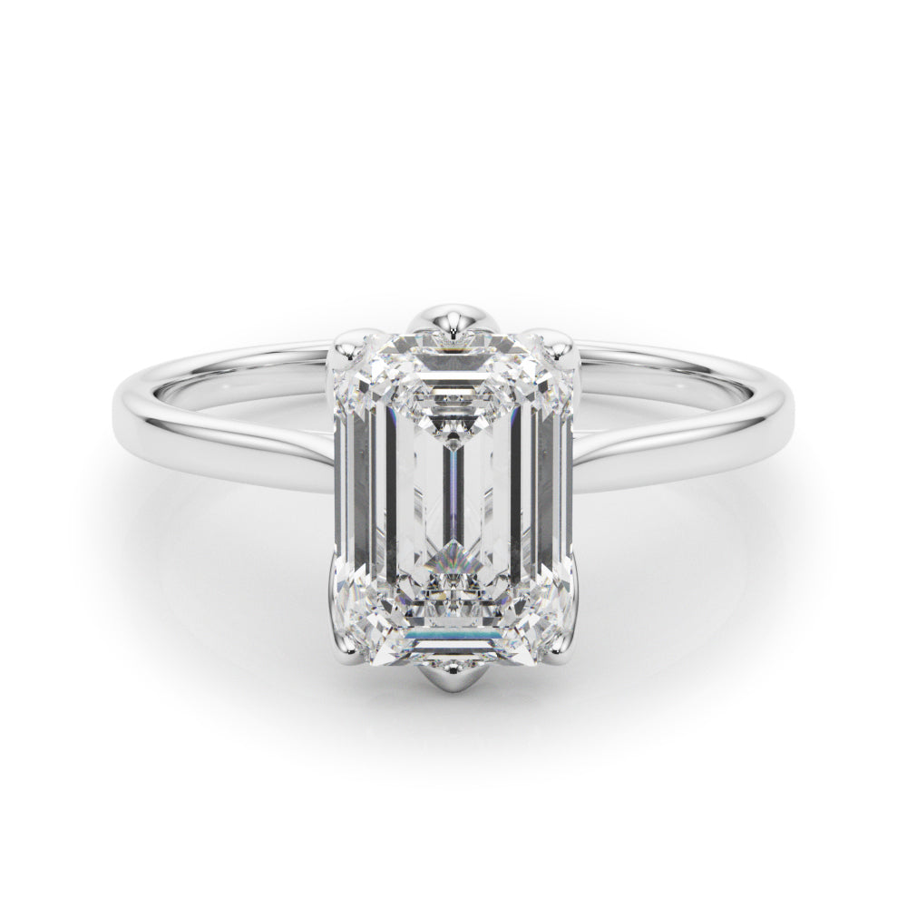 Pristine Solitaire Cut Emerald Diamond Engagement Ring — 9K/18K Gold & Platinum